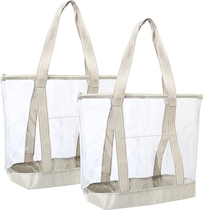 Bolsas de compras personalizadas transparentes Transporte Transparente Bolsa de PVC Estadio Playa al aire libre 14x5x13
