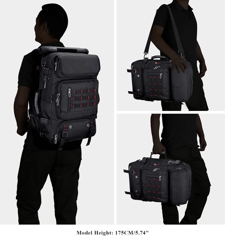 Bolsas de bolso para hombres de color negro de gran capacidad convertible de nailon