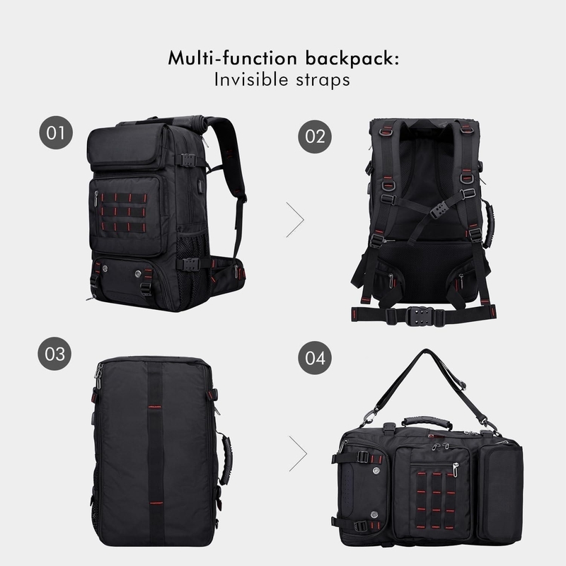 Bolsas de bolso para hombres de color negro de gran capacidad convertible de nailon