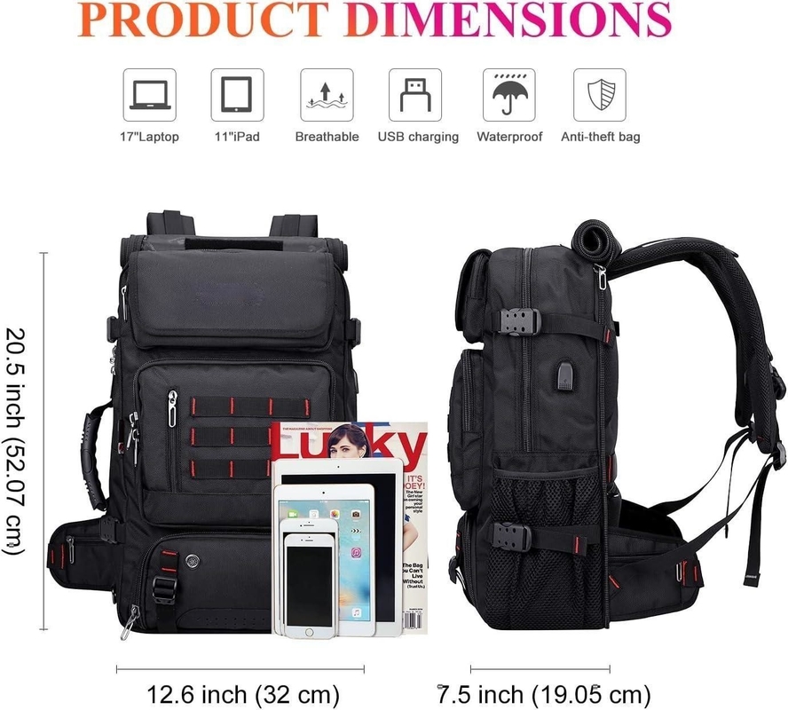 Bolsas de bolso para hombres de color negro de gran capacidad convertible de nailon