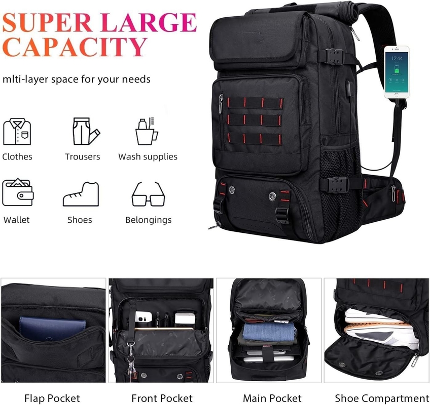 Bolsas de bolso para hombres de color negro de gran capacidad convertible de nailon