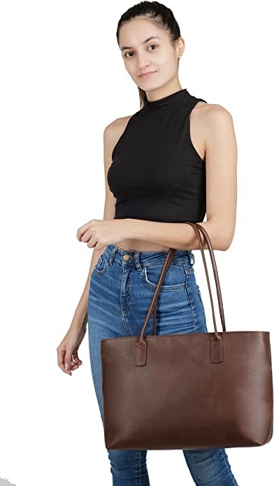 Búsqueda Vintage de computadora de cuero de bolso portátil, 16x21 bolso de oficina de trabajo