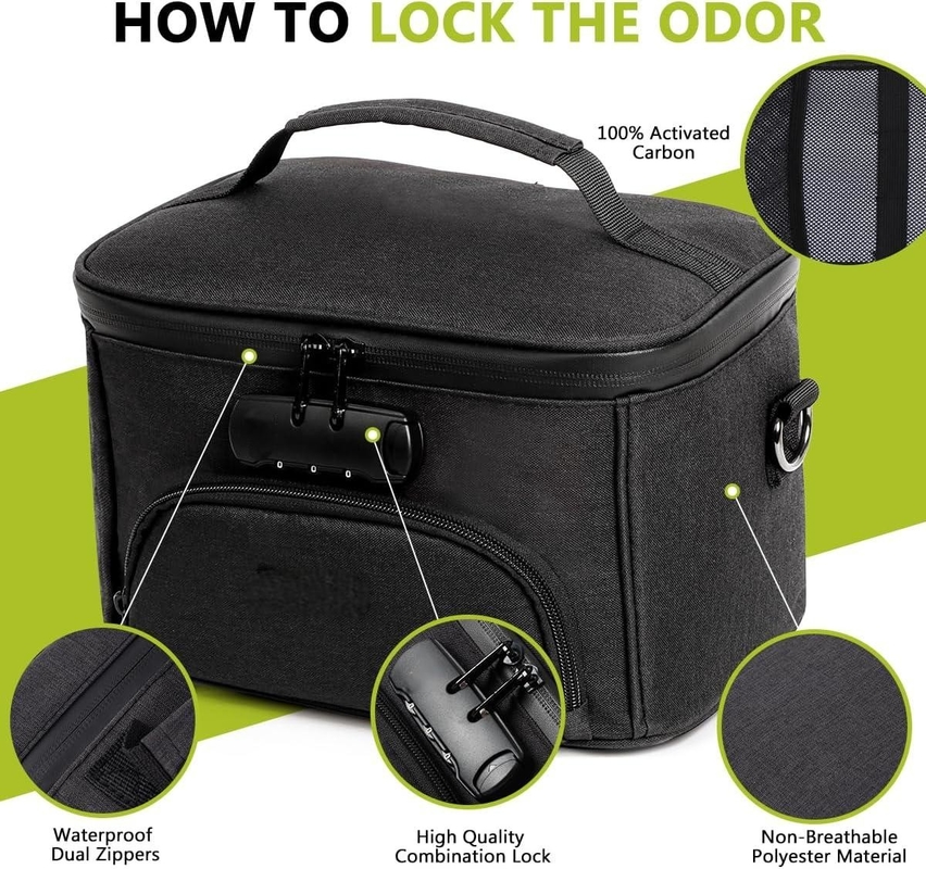 Bolso portátil a prueba de olores de viaje personalizado con cerradura combinada