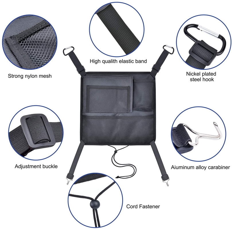 Asiento de coche Dorso lateral Almacenamiento Bolso de red Bolso de red de automóvil Bolso de bolsillo Mano