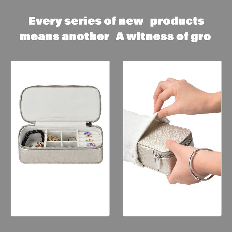 Maquillaje Bolsas de almacenamiento de joyas Caja de cuero PU de viaje portátil 7x3.15x1.97