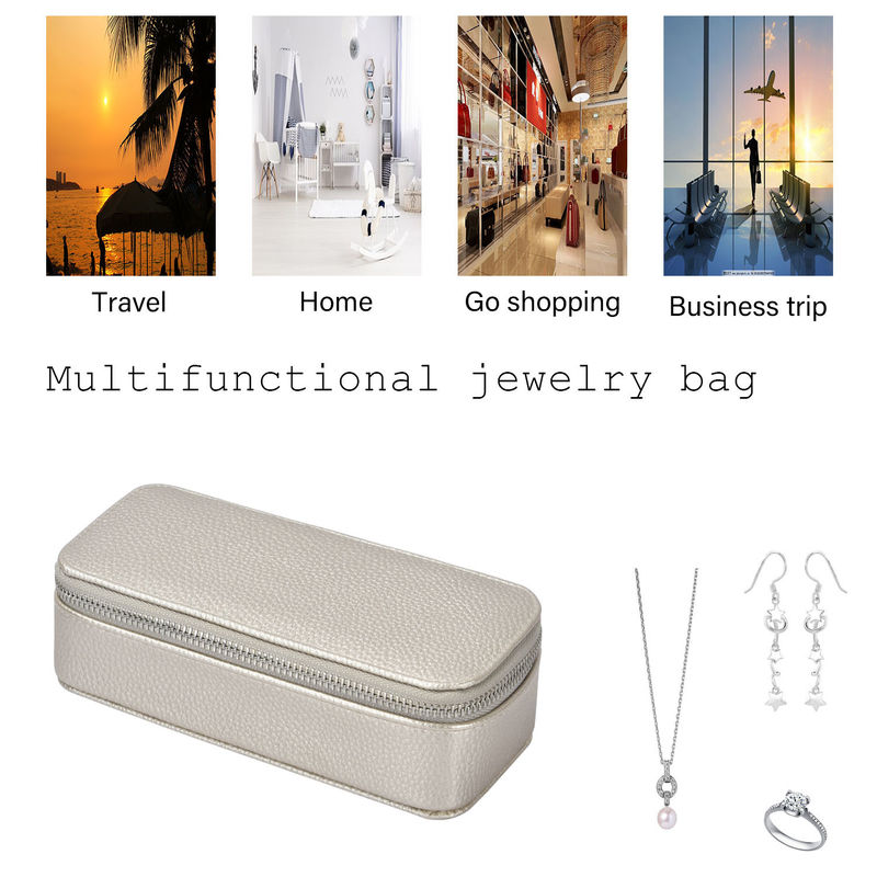 Maquillaje Bolsas de almacenamiento de joyas Caja de cuero PU de viaje portátil 7x3.15x1.97