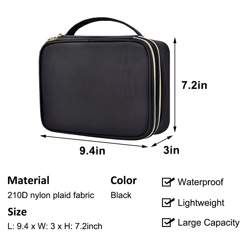 Bolsa de almacenamiento de joyas grande de doble capa de viaje 210D Nylon 9.4x3x7.2 