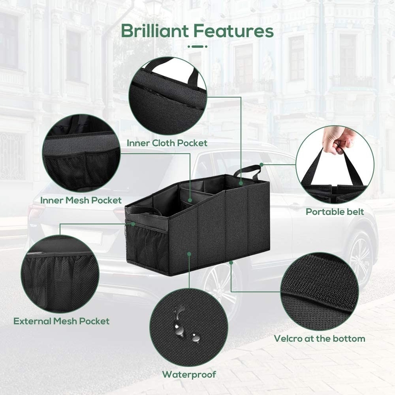 Carros de compras grandes organizador bolsas de comestibles plegable delantero trasero asiento camión 19X10X10