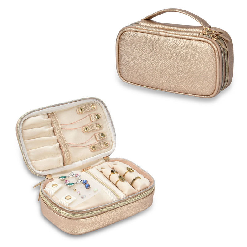 OEM 2 capas de joyería bolsas de almacenamiento organizador bolso de pendiente de viaje caso 7x2.4x3.9 