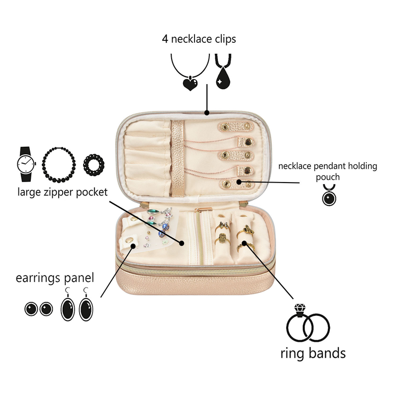 OEM 2 capas de joyería bolsas de almacenamiento organizador bolso de pendiente de viaje caso 7x2.4x3.9 
