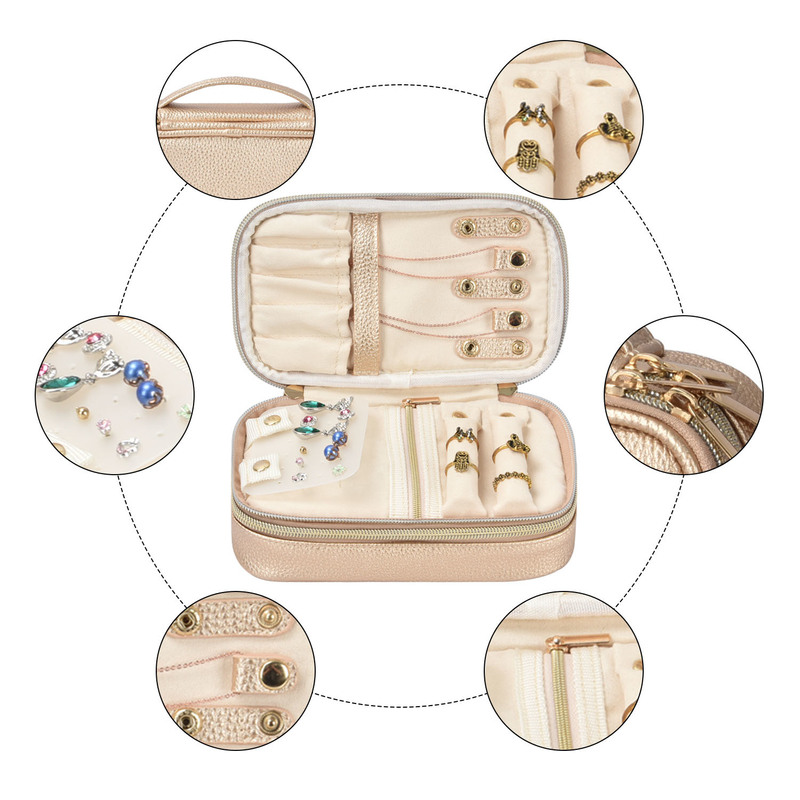 OEM 2 capas de joyería bolsas de almacenamiento organizador bolso de pendiente de viaje caso 7x2.4x3.9 