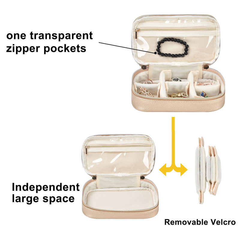 OEM 2 capas de joyería bolsas de almacenamiento organizador bolso de pendiente de viaje caso 7x2.4x3.9 