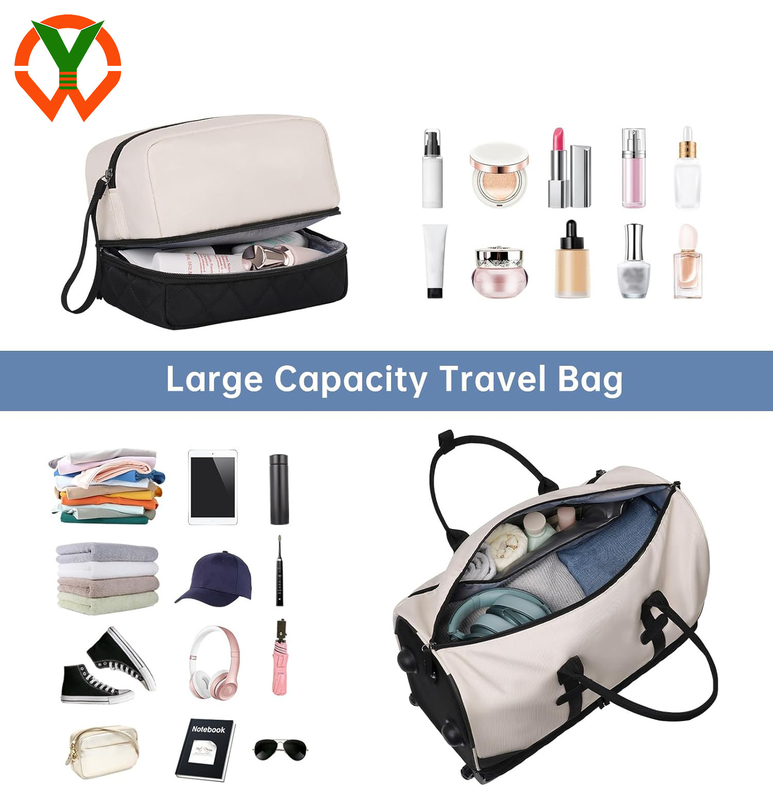 Bolso de viaje rodante de 21 pulgadas de gran capacidad con compartimiento para zapatos y ruedas para mujeres