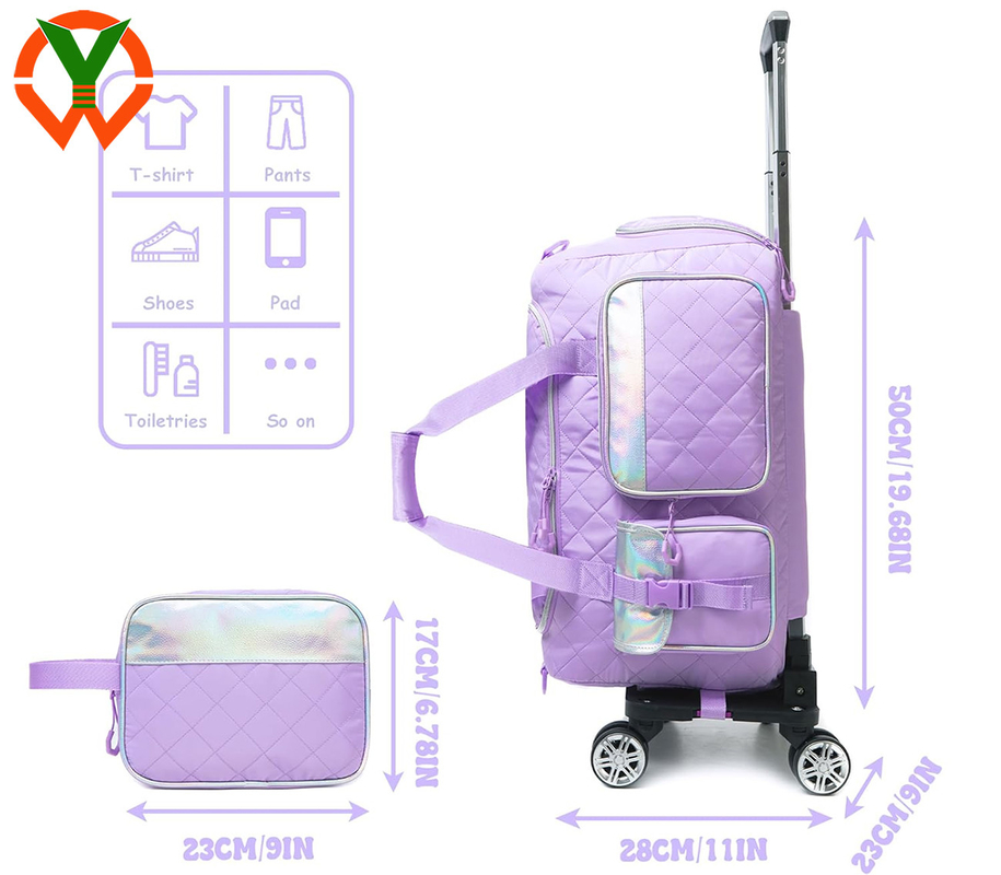 Bolsa de moda para mujeres con ruedas Bolsa de noche con compartimiento de zapatos para viajes