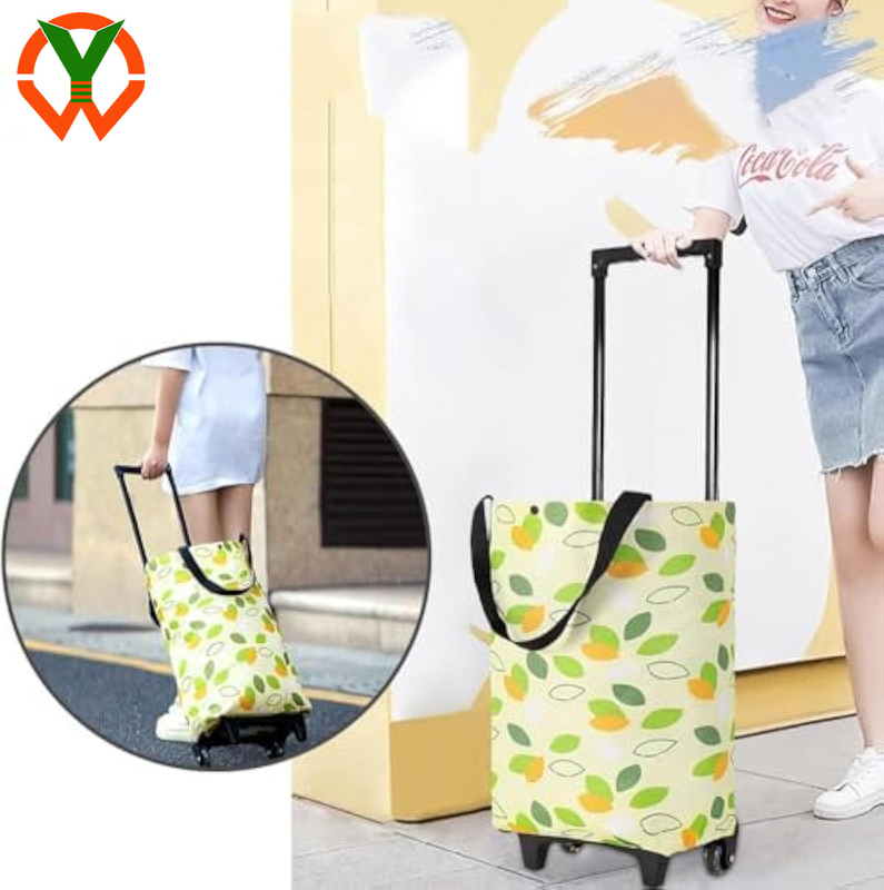 Bolsa de compras plegable duradera 2 en 1 con ruedas Comestibles reutilizables para compras