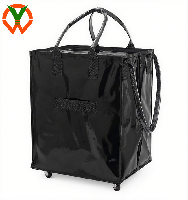 Bolsa de compras grande y reutilizable con ruedas, carrito rodante, bolsa de comestibles ligera con asas