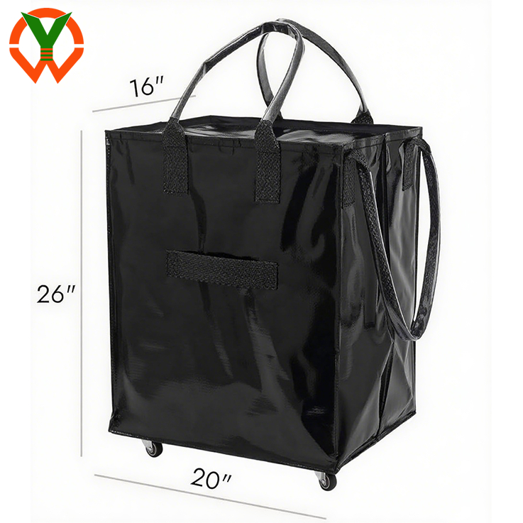 Bolsa de compras grande y reutilizable con ruedas, carrito rodante, bolsa de comestibles ligera con asas