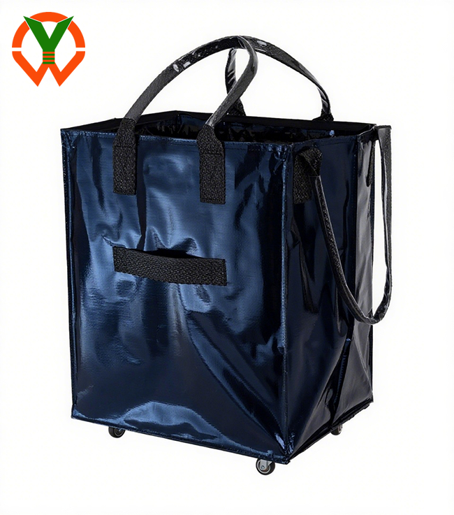 Bolsa de compras grande y reutilizable con ruedas, carrito rodante, bolsa de comestibles ligera con asas